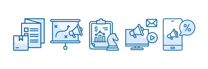 Marketing Strategy Icon Set Multiple Style Collection, Containing design Product Portfolio, Strategy Marketing, Sales Strategy, Digital Marketing, Promotional