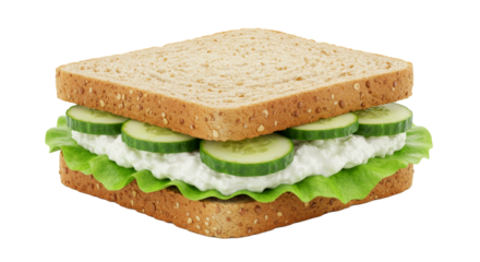 sandwich with cucumber slices png isolated on transparent background