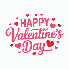 Happy Valentine’s Day greeting card design with pink and red hearts, romantic love celebration, festive typography, perfect for holiday cards, posters, invitations..