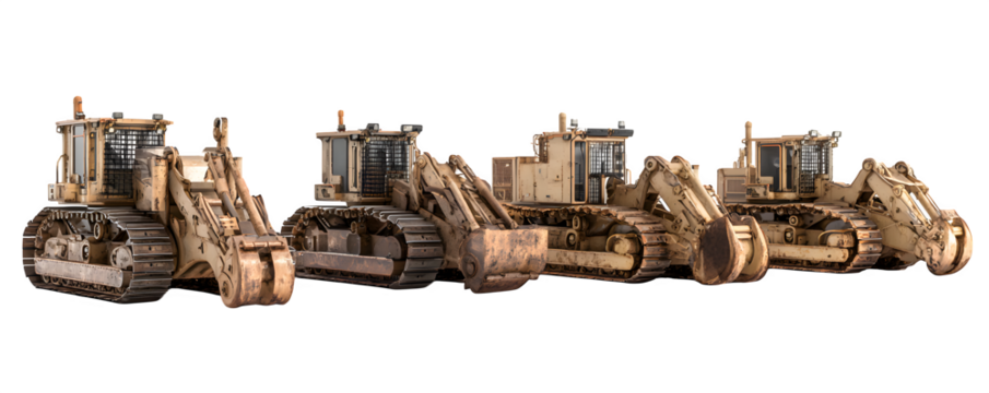 Isolated High-Quality Realistic Four trenchers arranged side PNG cutout, versatile design element, ideal for print projects and graphic design, content creation, royalty-free