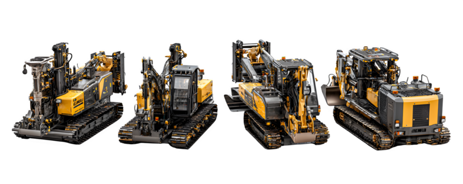 Detailed Studio-Lit High-Quality Four trenchers side by side e PNG cutout, transparent background, ideal for video overlays and graphic design, premium resource, digital downloads