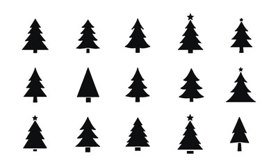 Fototapeta premium Black Christmas Tree Illustration Set with Modern and Classic Shapes