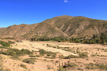 the landscape beside the river Puente Mayu Tambo between Sucre and Potosi in Bolivia