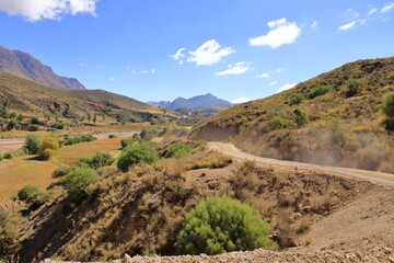 the landscape beside the river Puente Mayu Tambo between Sucre and Potosi in Bolivia
