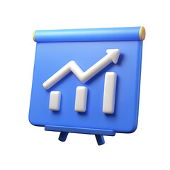 3D Presentation Board Growth Chart Upward Trend Business Data Visualization