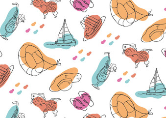 ラフな着彩のスケッチ風夏の壁紙2