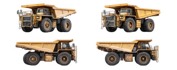 Transparent-Background Realistic Isolated heavy duty mining dump truck transparent background, versatile design element, ideal for graphic design and marketing materials