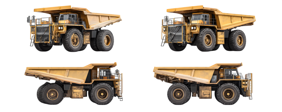 Transparent-Background Realistic Isolated heavy duty mining dump truck transparent background, versatile design element, ideal for graphic design and marketing materials