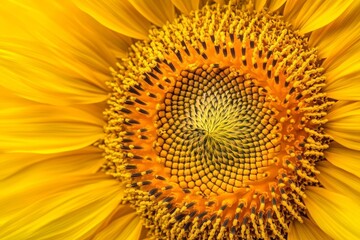 Close-Up of Sunflower: Petals, Center, Seeds, Yellow, Bloom, Floral, Nature, Plant, Flower, Blossom