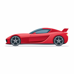 Sleek red sports car, side profile view, showcasing aerodynamic design and powerful stance.
