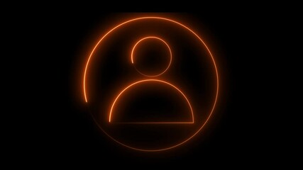 Neon glowing people icon on black background. Communication man profile icon. User line icon concept. - Powered by Adobe