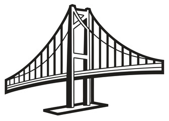 Minimalist Bridge Vector Silhouette in Black and White for Architecture and Infrastructure Concepts