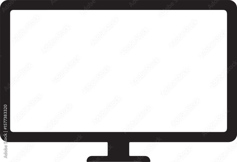 Fototapete Simple black and white desktop computer monitor icon for websites and applications