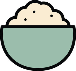 Clean Bowl of Rice Minimal Vector Illustration