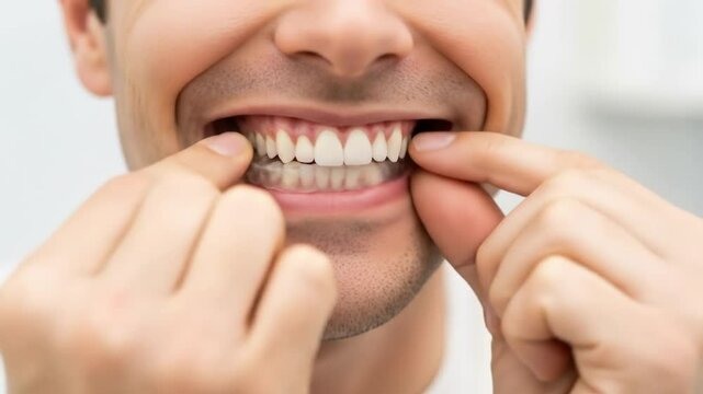 A man holds clear aligners for teeth straightening, showcasing modern orthodontic dental care