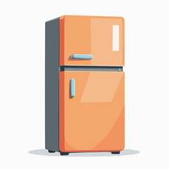 Retro orange refrigerator in modern vector design with sleek lines  