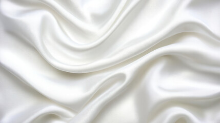 Obraz premium Elegant white silk fabric with soft waves. Luxurious smooth texture for abstract design and background concept.