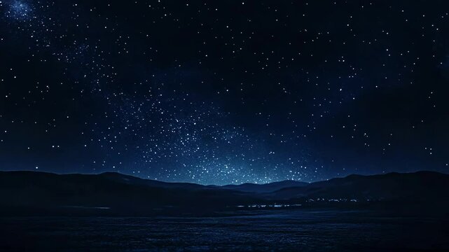 Beautiful Meteor Shower with Flowing Meteors and Stars in a Magical Night Sky