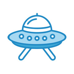 Fototapeta premium A blue cartoon ufo is isolated on white background