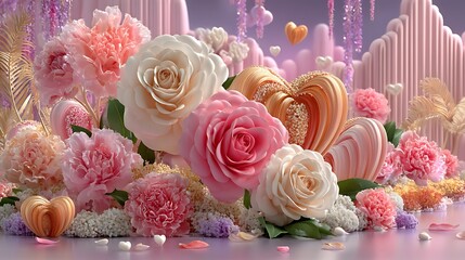 Beautiful flower arrangement in pastel colors high resolution image