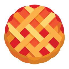 Deliciously rendered vector illustration of a golden brown baked apple pie with a perfectly woven lattice crust presented in vibrant cmyk colors