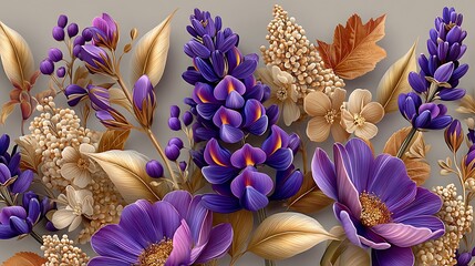 Beautiful violet flowers and textured petals high resolution image