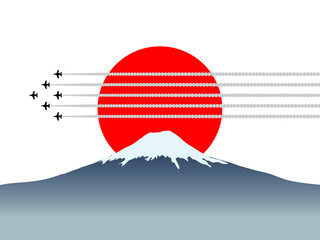 富士山とブルーインパルス_展示飛行_CS3