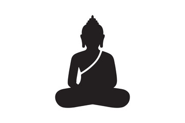 Buddha icon silhouette vector with white background