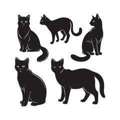 set of cats silhouettes