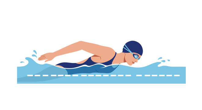 Freestyle swimming in pool: athlete performing front crawl technique