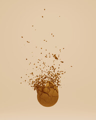 Sphere Earth Explosion Shatter Fragments 3d Illustration