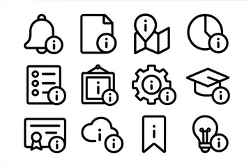 Information icon set with notification symbols on metallic background