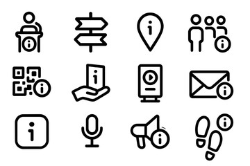 Information icons set in linear style for apps and websites