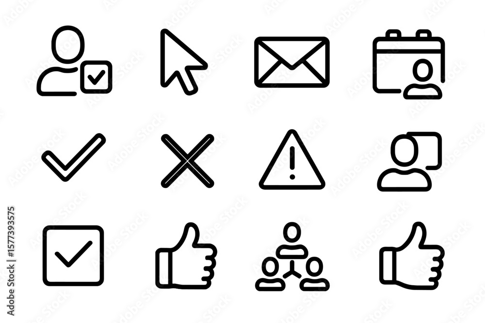 Poster minimalist user interface icons set for web and app design