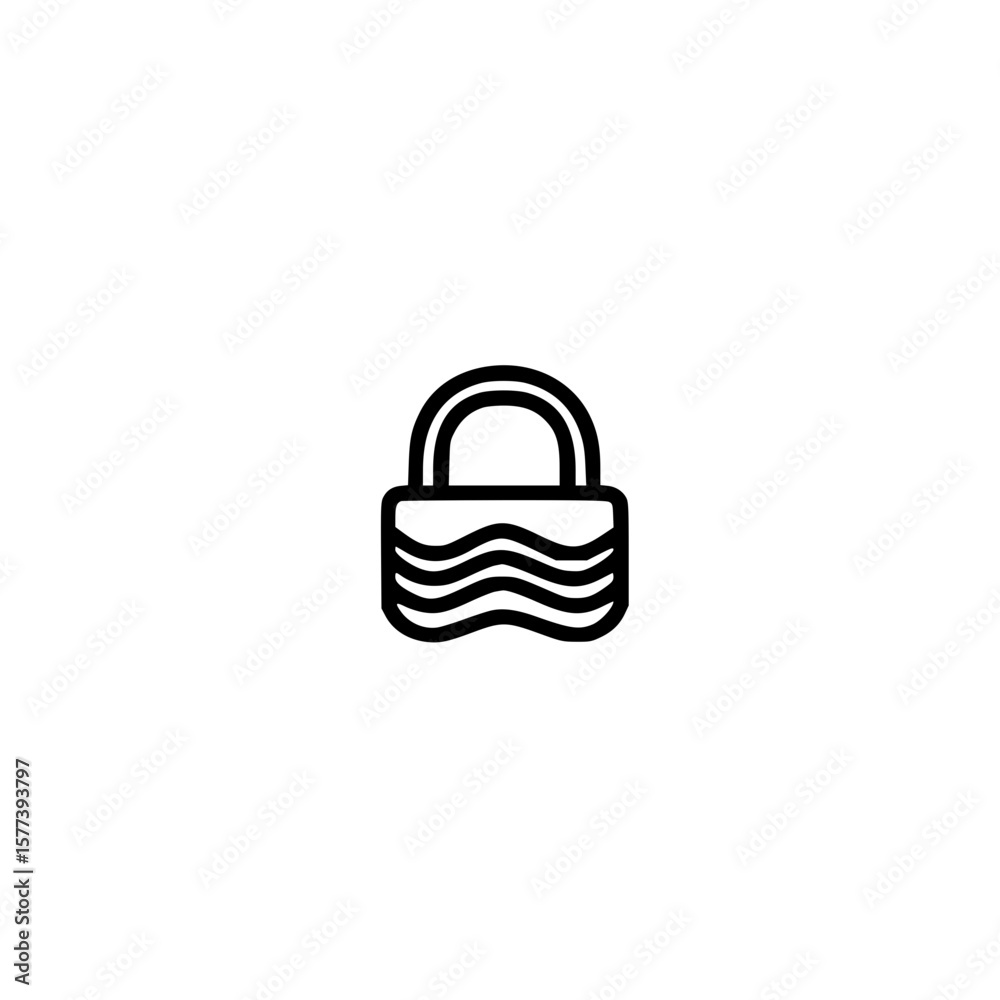 Poster vector padlock with wifi waves representing cybersecurity privacy and network access icon