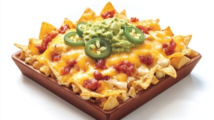 Crunchy Nachos Topped with Melted Cheese and Fresh Ingredients