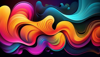 Obraz premium abstract gradient shapes with vibrant colors and a layered design on a black background