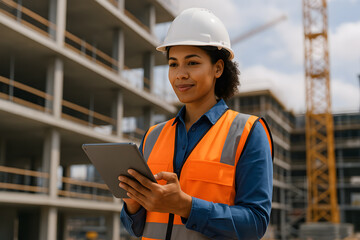 Confident Construction Worker Operating Heavy Machinery on Job Site for Industry Portfolios