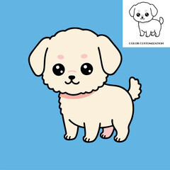 Obraz premium Cute dog vector illustration. Can be used for greeting cards, posters, coloring book