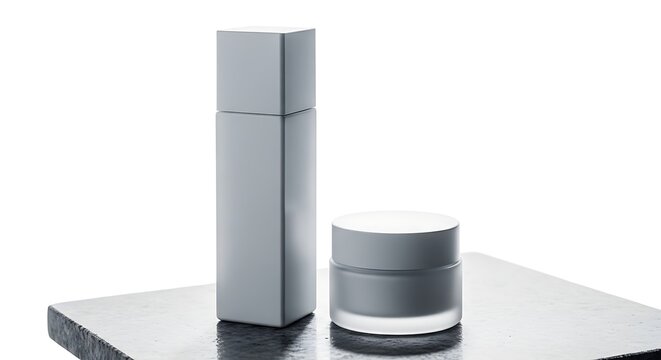 Elegant skincare products showcase beauty essentials on a textured surface