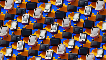 Obraz premium Retro TV Television For History Technology Seamless Pattern