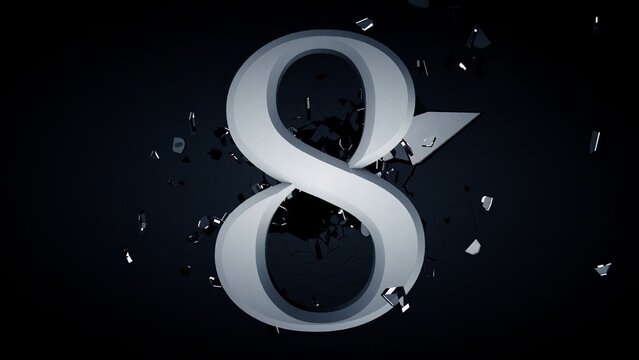 Number 8 Exploding in Dark 3D | Countdown Shatter Typography