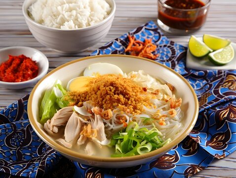Soto Lamongan: Traditional Indonesian Chicken Soup with Koya.