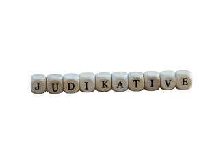 Holzbuchstaben Wort Judikative