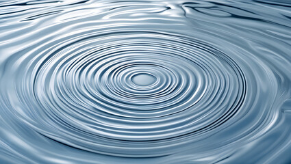Abstract top view of calm water surface with natural light reflections and gentle ripples forming concentric circles, subtle blue tones, minimal visual noise, relaxing mood poster for World Relaxation
