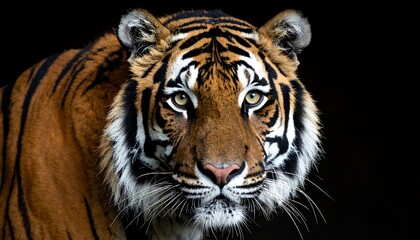 Tiger portrait against black background