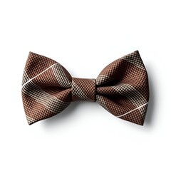 Brown Checkered Bow Tie Isolated on White Background &ndash; Stylish Fashion Accessory Image