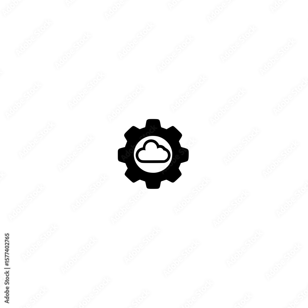 Poster vector gear with cloud element showing cloud based automation and server setting concept
