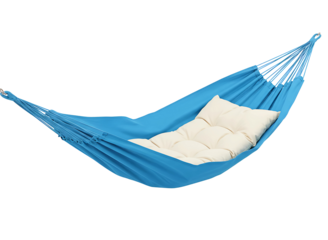  hammock with pillow and blanket isolated on transparent background