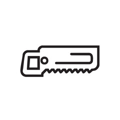  A simple outline icon of a hand saw.